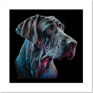 Neon Great Dane Posters and Art